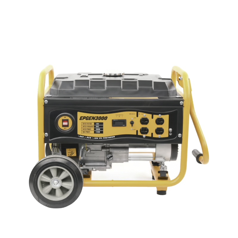 Generador a Gasolina / Planta de Emergencia 3kW (7HP), 110Vca, Encendido de Jalón, Jaula con Ruedas para Fácil Traslado