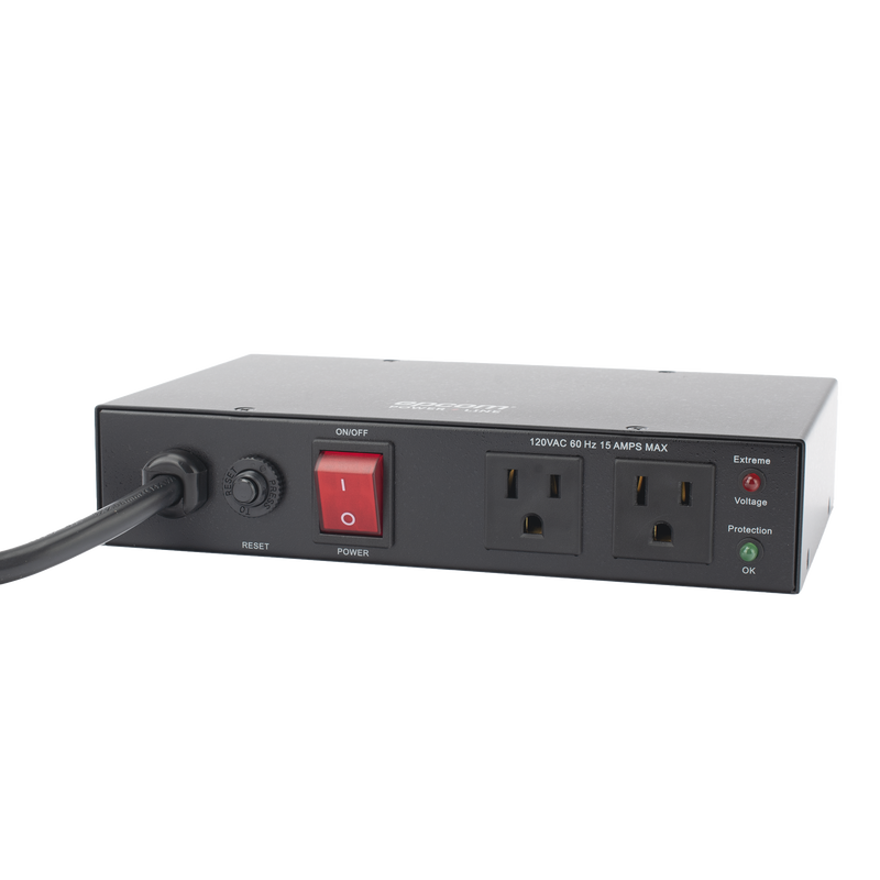 Acondicionador de Voltaje / Entrada 120 Vca / 2 salidas @ 120 Vca NEMA 5-15R / 1,800 W / 15 A / Supresión de Picos / Filtro de Ruido EMI/RFI