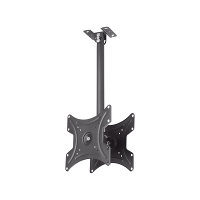 Montaje de Techo Universal Doble  para Monitores de 17 a  42" | Soporta hasta 22 KG x monitor/ VESA 75X75, 100X100, 200X200 / Acero / Montaje Telescopico de 50 cm hasta 80cm - Toer