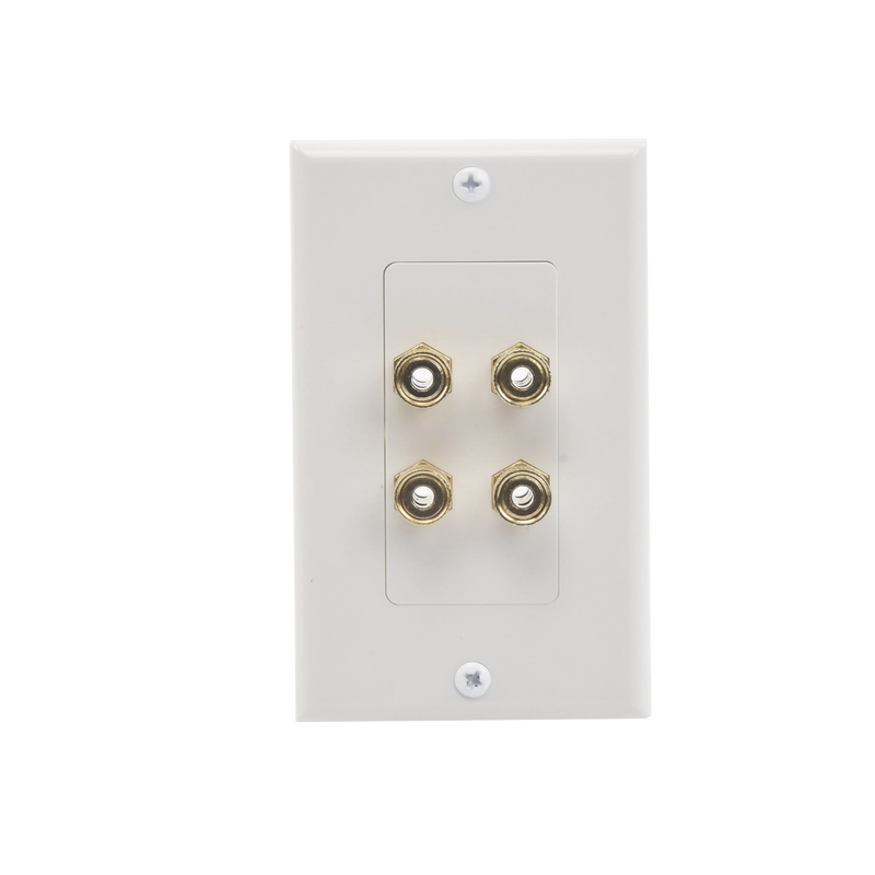 Placa de Pared | Postes de Unión Tipo Banana | Conexión para 2 Altavoces | Fácil Instalación | Conectores Chapados en Oro