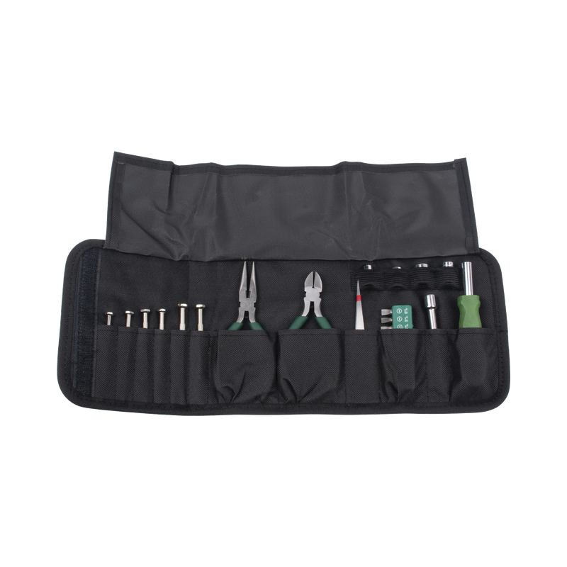 Juego de Herramientas en Estuche Portátil con 25 Pzas.  (Desarmadores Finos + Pinzas + Puntas + Maneral).