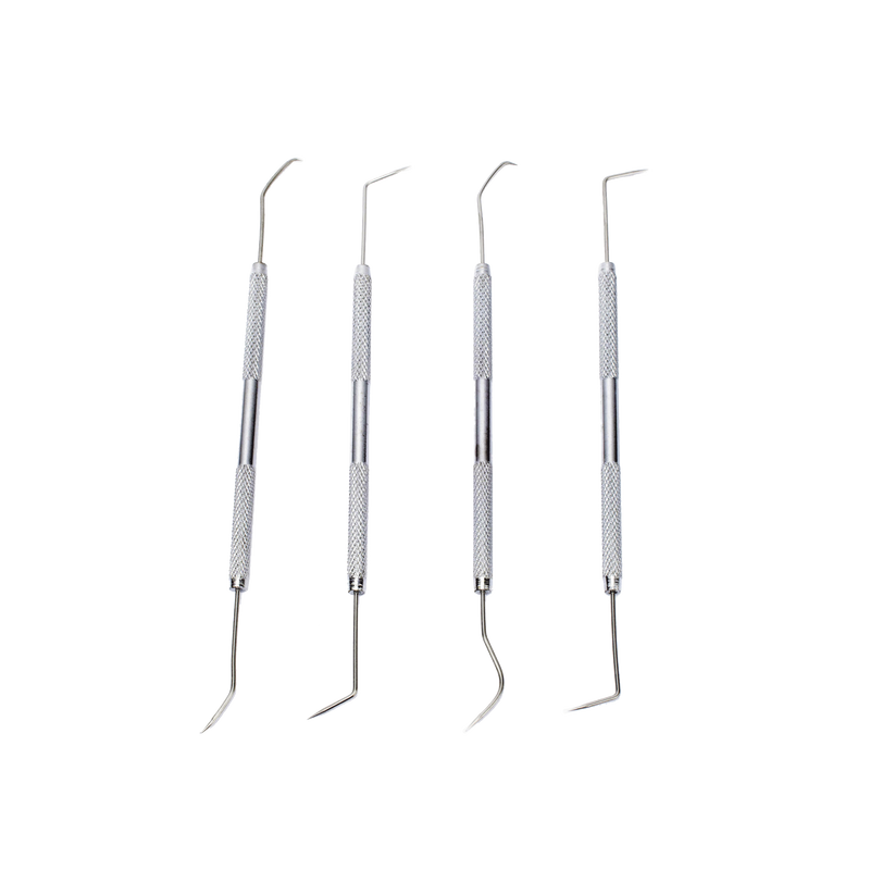 Juego de 4 herramientas con ganchos de apoyo para soldar.