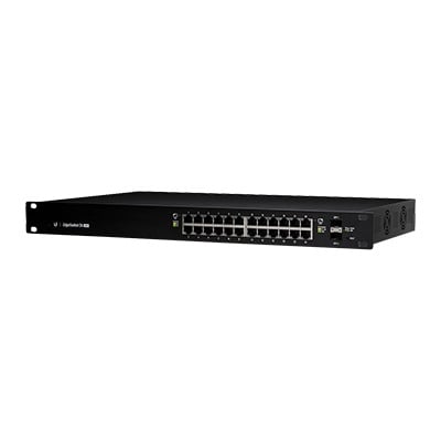Switch EdgeMAX administrable de 24 puertos Gigabit con PoE+/PoE Pasivo 24V + 2 Puertos SFP, 250 W - Toer