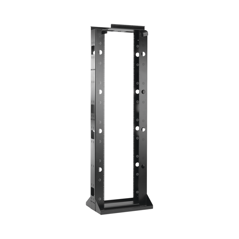 Rack de 2 Postes Sísmico, Estándar de 19 in, Rieles Numerados y Roscados #12-24, Fabricado en Acero, 45 Unidades de Rack, Color Negro