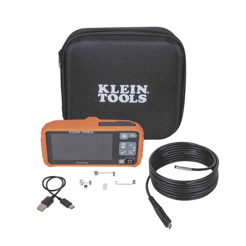 Cámara Boroscopio de Inspección 5.5mm 720p USB-C,  LCD 4.3 Color, Cuello de Cisne Nylon de 10 (3m) con Imán, Espejo, 6 LED´s. Batería Io-Li Recargable. Ideal en Electricidad, HVAC, Plomería y Aviación