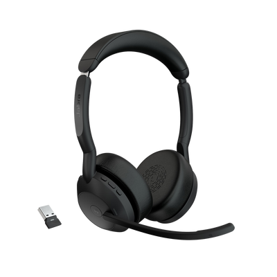Jabra Evolve2 55, Auricular stereo versión MS, dongle USB-A con cancelación de ruido (25599-999-999) - Toer
