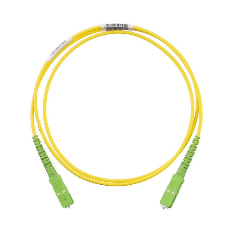F913RANANSNM001 Jumper de Fibra Optica Monomodo 9/125 OS2, SC/APC-SC/APC Simplex, OFNR (Riser), Color Amarillo, 1 Metro
