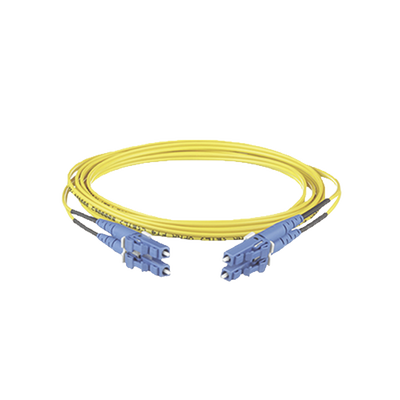 Jumper de Fibra Optica Monomodo 9/125 OS2, LC-LC Duplex, OFNR (Riser), Color Amarillo, 30 Metros (98.43 Pies)