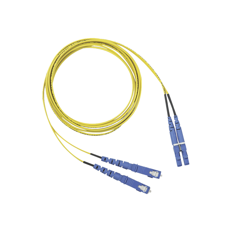 F92ERLNSNSNM002 Jumper de Fibra Optica Monomodo 9/125 OS2, LC-SC Duplex, OFNR (Riser), Color Amarillo, 2 Metros