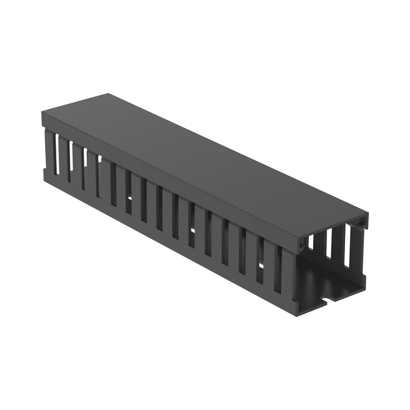 FC1.5X1.5LG2 Canaleta Ranurada de PVC con Tapa, Tipo F, 44.5 mm de Ancho, 41.1 mm de Alto y 2 m de Largo, Color Gris