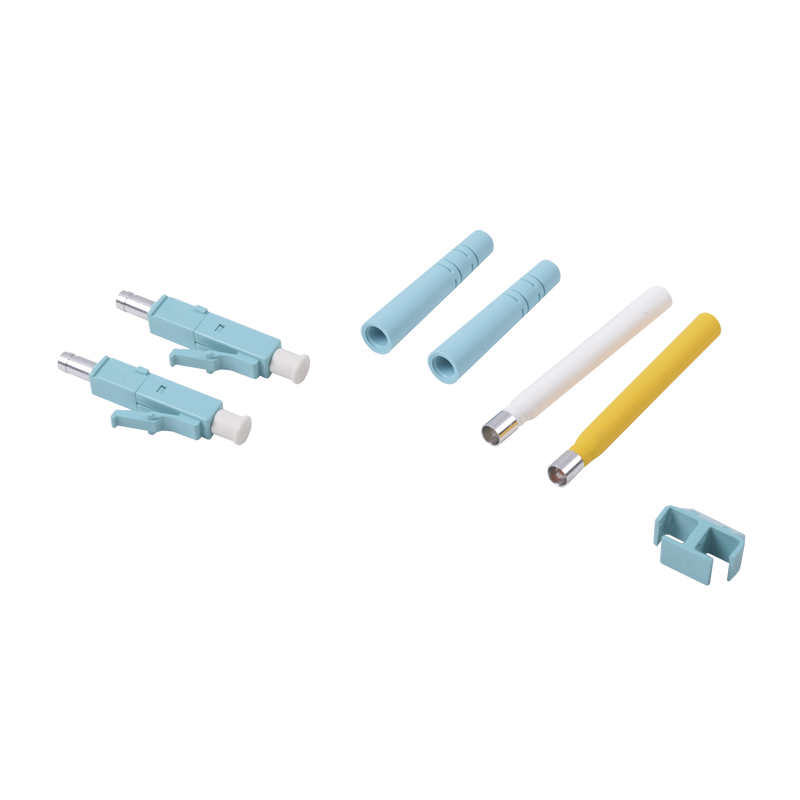 FC2-LC-MM-J12 Conector de Fibra Óptica LC Duplex, Epoxico, Fibra Recubierta, Multimodo, Color Aqua (No pre-pulido)