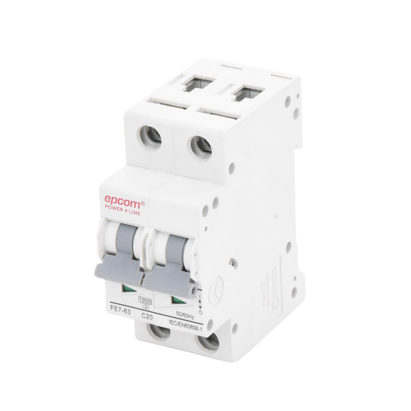 Protección Térmica 2P, 20A,  Corriente Alterna  400 Vca para Aplicación Fotovoltaica Montaje Riel DIN