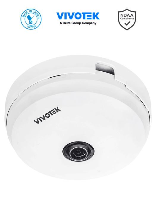 VIVOTEK FE9180-H-v2 - Cámara IP fisheye interior 5 Megapixeles, Visión hemisférica 360º, Smart Stream III, WDR Pro, 3DNR, Micrófono integrado, SNV, Ciberseguridad Trend Micro, Ranura de tarjetas MicroSD, ONVIF, NDAA