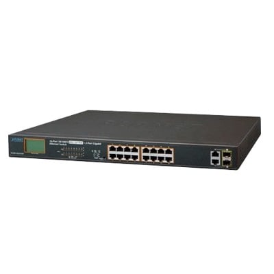 FGSW-1822VHP Switch No Administrable PoE+ Extender, Aislamiento VLAN de 16 Puertos +, 2 Combo TP/SFP Gigabit y Pantalla