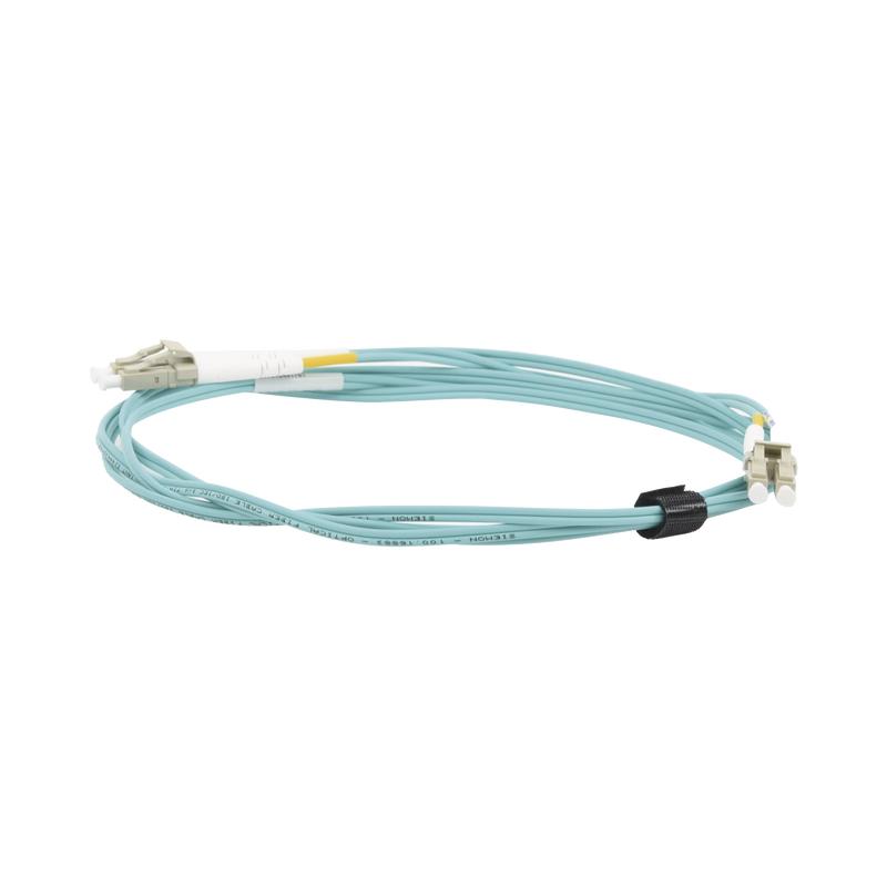 FJ2-LCLC5L-02AQ Jumper de Fibra Óptica Multimodo 50/125 XGLO OM3, LC-LC Duplex, OFNR, Color Aqua, 2 Metros