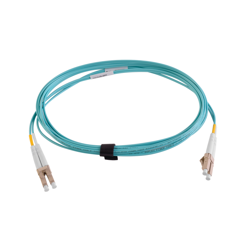 FJ2-LCLC5L-03AQ Jumper de Fibra Óptica Multimodo 50/125 XGLO OM3, LC-LC Duplex, OFNR, Color Aqua, 3 Metros