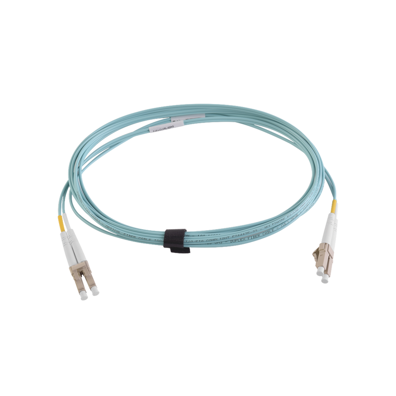 FJ2-LCLC5L-05AQ Jumper de Fibra Óptica Multimodo 50/125 XGLO OM3, LC-LC Duplex, OFNR, Color Aqua, 5 Metros