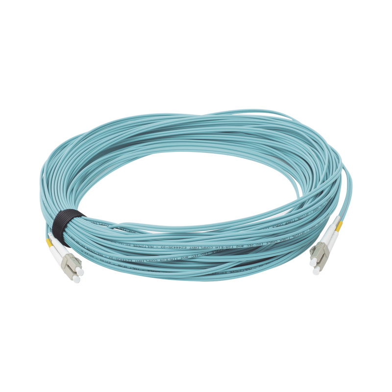 FJ2-LCLC5L-30AQ Jumper de Fibra Óptica Multimodo 50/125 XGLO OM3, LC-LC Duplex, OFNR, Color Aqua, 30 Metros
