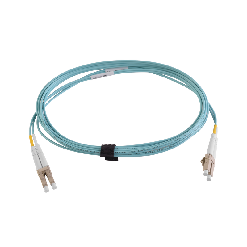 FJ2-LCLC5V-03AQ Jumper de Fibra Óptica Multimodo 50/125 XGLO OM4, LC-LC Duplex, OFNR, Color Aqua, 3 Metros