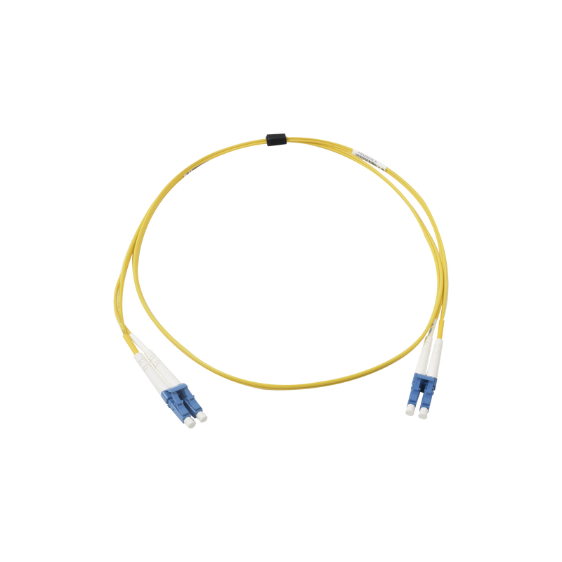 FJ2-LCULCUL-01 Jumper de Fibra Óptica Monomodo (OS2), XGLO, Riser, LC/UPC-LC/UPC Duplex, OFNR, Color Amarillo, 1 Metro
