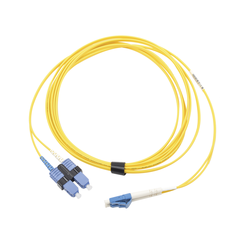 FJ2-LCUSCUL-03 Jumper de Fibra Óptica Monomodo (OS2), XGLO, LC/UPC-SC/UPC Duplex, OFNR, Color Amarillo, 3 Metros