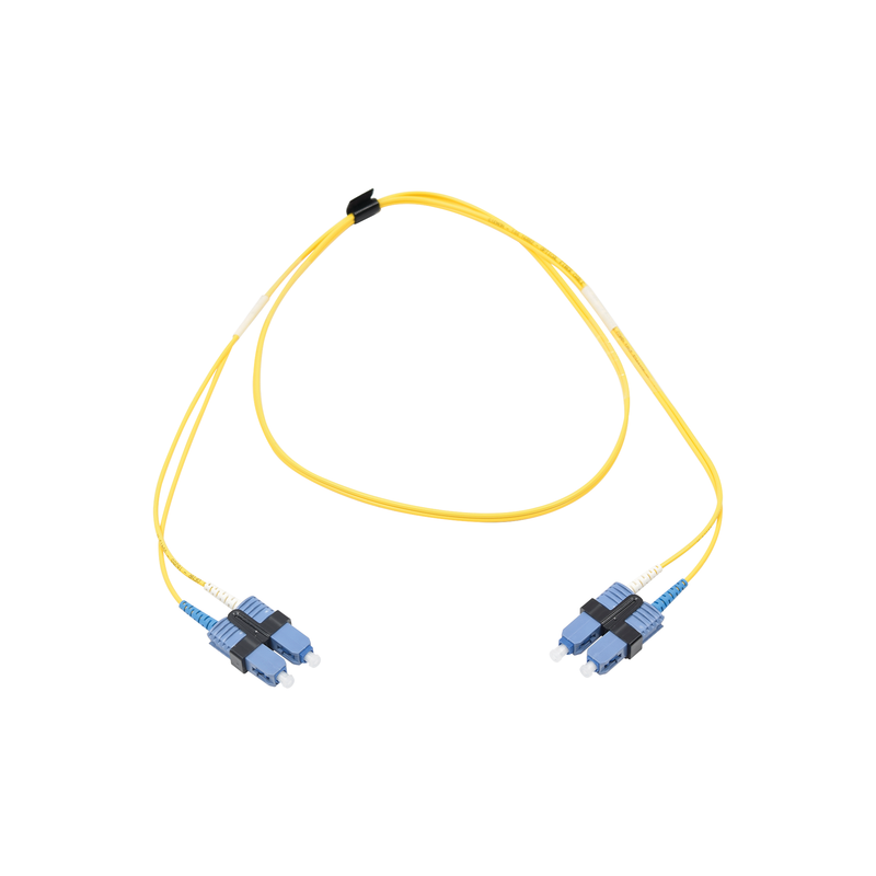FJ2-SCUSCUL-01 Jumper de Fibra Óptica Monomodo (OS2), XGLO, SC/UPC-SC/UPC Duplex, OFNR, Color Amarillo, 1 Metro