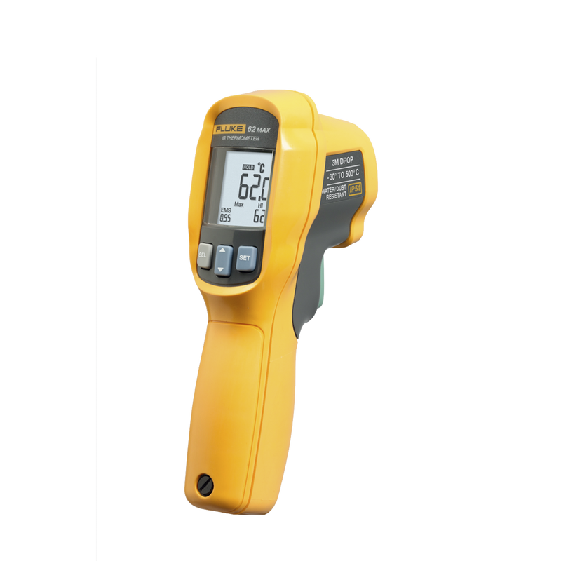 FLUKE-62MAXESPR Termómetro IR Para Medición de Temperatura de -30ºC a 500ºC, Con Precisión +-1.0%, y Clasificación IP54 de Resistencia al Agua y Polvo