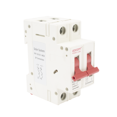 Protección Térmica/ Interruptor 2P, 20 A,  Corriente Directa  800 Vcc para Aplicación Fotovoltaica Montaje Riel DIN - Toer