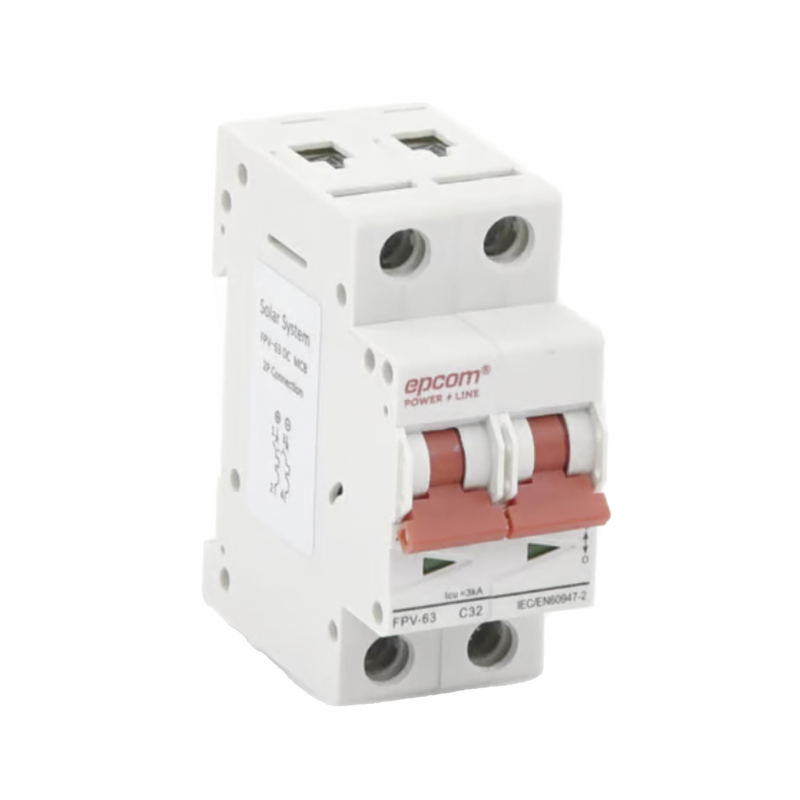Protección Térmica/ Interruptor 2P, 32A,  Corriente Directa  800 Vcc para Aplicación Fotovoltaica Montaje Riel DIN