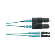 Jumper de Fibra Optica Multimodo 50/125 OM4, LC-SC Duplex, OFNR (Riser), Color Aqua, 3 Metros - Toer