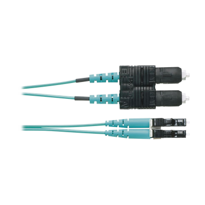 Jumper de Fibra Optica Multimodo 50/125 OM4, LC-SC Duplex, OFNR (Riser), Color Aqua, 3 Metros - Toer