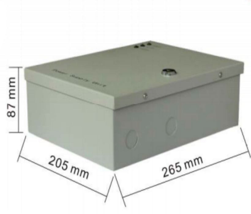 SAXXON PSU1210D9B - Fuente de Poder de 12 vcd/ 10 Amperes/ Para 9 Camaras/ Compatible con Bateria de Respaldo/ 1.1 Amper por Canal/ Protección contra Sobrecargas/ Certificación UL/