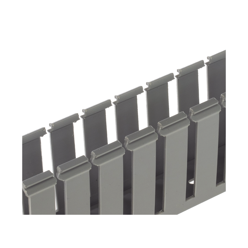 Canaleta Ranurada de PVC sin Tapa, Tipo G, 3.25 in de Ancho, 3.12 in de Alto y 1828.8 mm de Largo, Color Gris