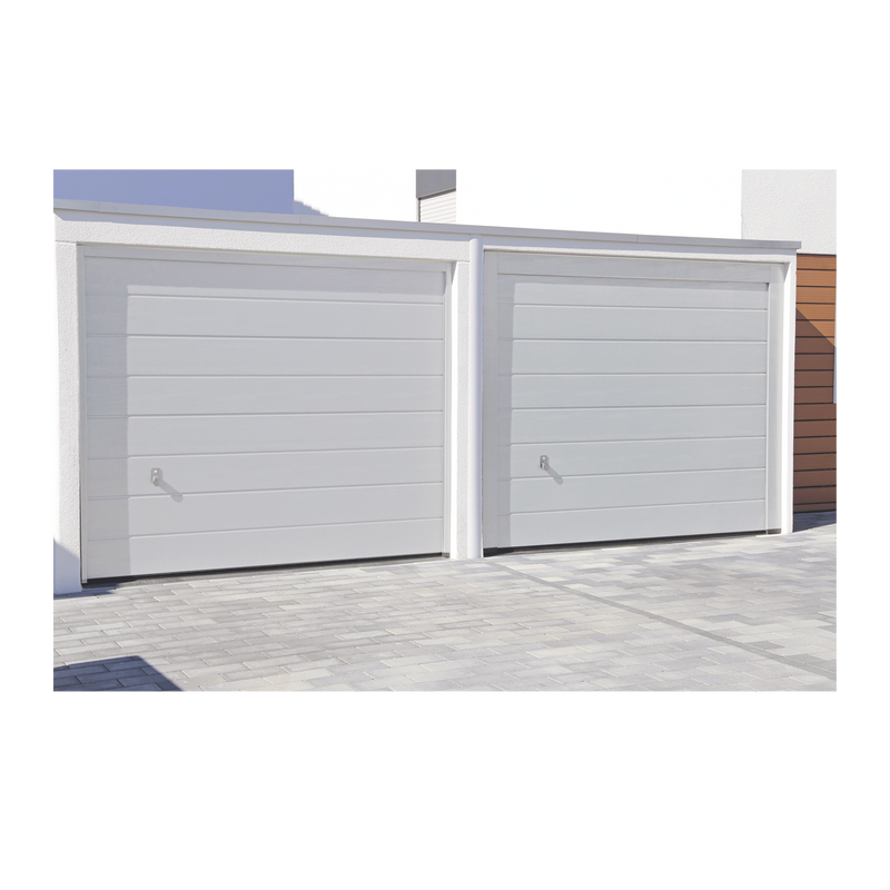 GARAGE-108 Puerta de Garage de Alta Calidad / Linea Central / Color Blanco 10X8 pies,  AISLADA, Estilo Americana.