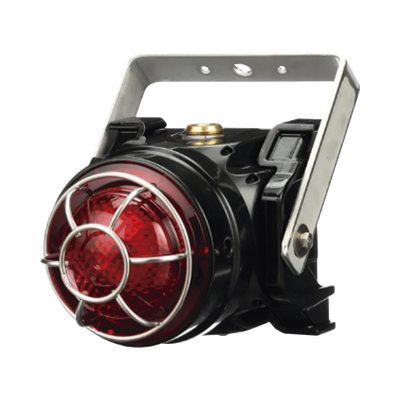 Baliza LED para Ubicaciones Peligrosas / 120-240 VCA / Montaje Trunnion Ex d / Lente Roja de Bajo Perfil / 8 Patrones de Parpadeo / IP66 / Certificación ATEX-IECEx-cULus