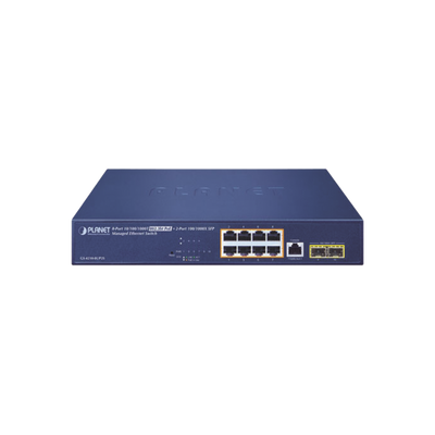 Switch PoE Administrable Capa 2, 8 Puertos PoE 802.3af/at/bt de 95 W, 2 Puertos SFP 100/1000X, Hasta 180 Watts