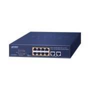 Switch de Escritorio No Administrable / 8 Puertos 10/100/1000T PoE+ 802.3at / 2 Puertos Uplink 10/100/1000T / Presupuesto PoE 120 Watts / Modos Estándar, VLAN y Extend / Distancia Extendida 250 mts / Rackeable - Toer