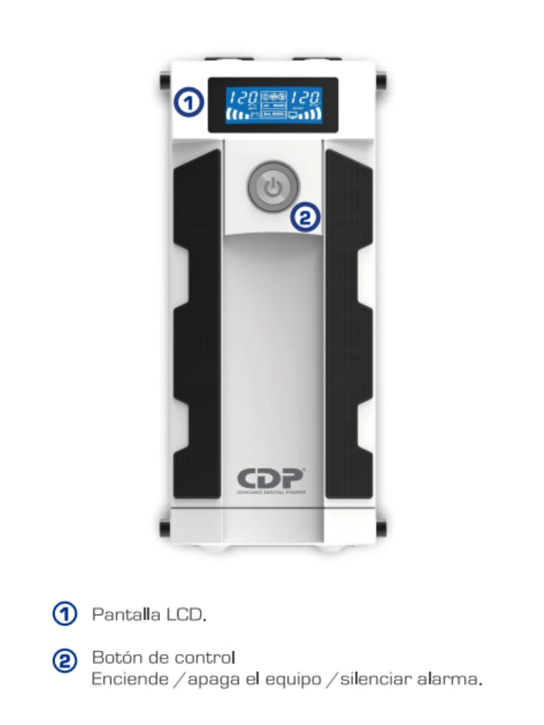 CDP GSMART1516 1500VA/900W UPS Smart, AVR 16 Salidas, Puerto de carga USB (8 USB-A y 2 USB-C), 210 joules, Luz RGB, LCD, 120 Vac