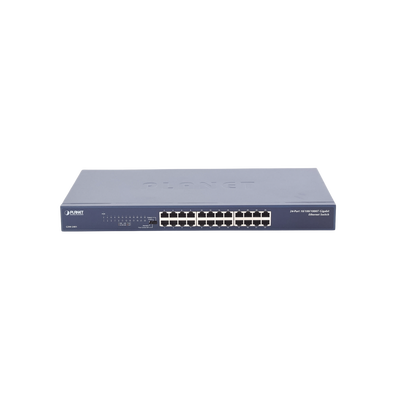 Switch No Administrable Gigabit de 24 Puertos 10/100/1000 Mbps, Con Modo Extendido Para Envió de Datos de Hasta 200 m - Toer