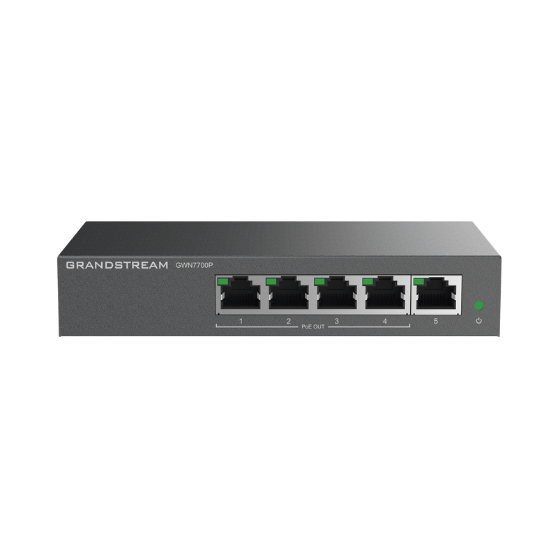 GWN7700P Switch PoE+ Gigabit No Administrable / 5 puertos 10/100/1000 Mbps / 4 puertos PoE+ / hasta 60W