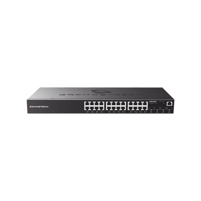 Switch Gigabit PoE+ Administrable / 24 puertos 10/100/1000 Mbps + 4 Puertos SFP Uplink / Hasta 360W / Compatible con GWN Cloud. - Toer
