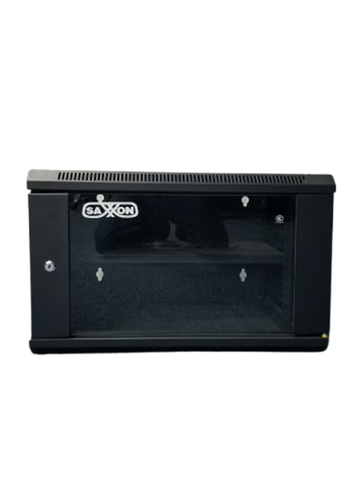 SAXXON SXR6U5406A - Gabinete de Pared Negro / 6UR / Puerta de Vidrio Templado / Dimensiones útiles: Alto 37 x ancho 53 x profundidad 40 cm