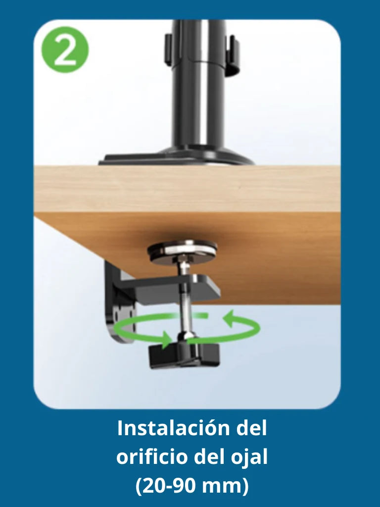 TCE H180  - Soporte de Escritorio Articulado para 2 monitores de 13 a 27" , Carga Máxima 9kg por brazo , VESA 75x75mm / 100x100mm , Ajuste de Inclinación y Rotación