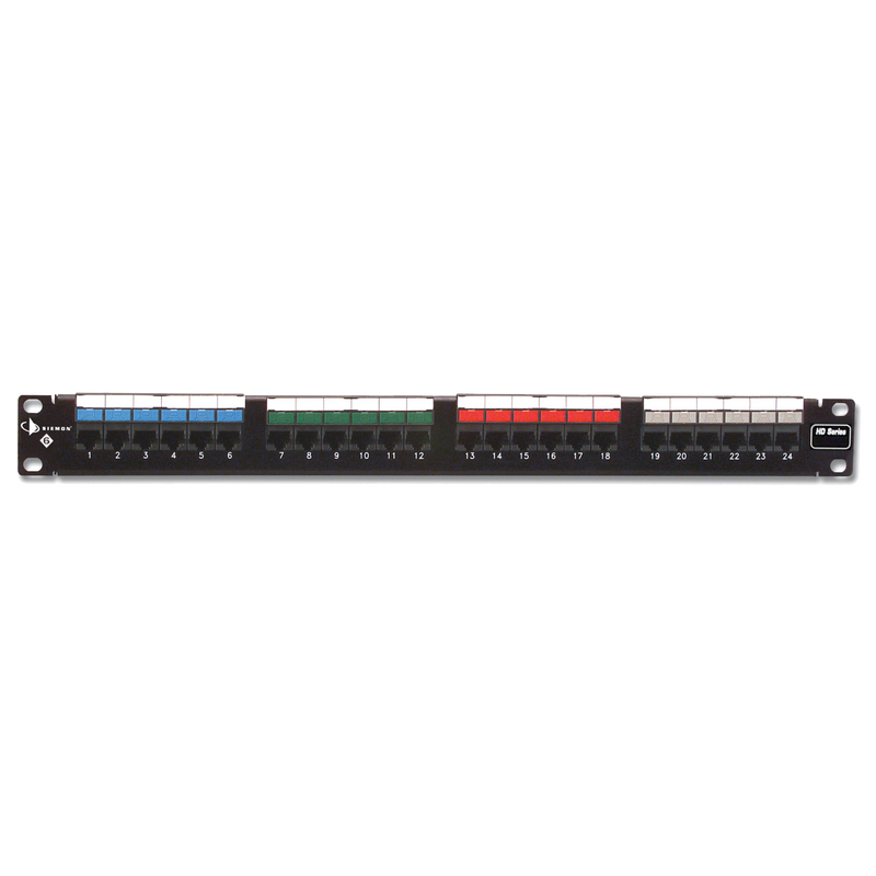HD6-24 Patch Panel UTP HD6 de 24 puertos, Precargado con Jacks Categoría 6, Plano, 1UR