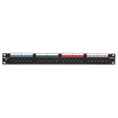 Patch Panel UTP HD6 de 24 puertos, Precargado con Jacks Categoría 6, Plano, 1UR