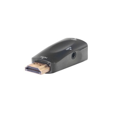 HDMI-VGA Adaptador (Convertidor) HDMI a VGA  / HDMI Macho a VGA Hembra / Resolución 1920x1080 @ 60Hz  / Adaptador de Audio de 3.5 mm / Chapado en Níquel