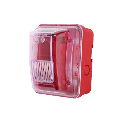 HGOE-R Cubierta para instalar sirenas estrobo en exterior compatible con estrobos sirenas Hochiki color rojo