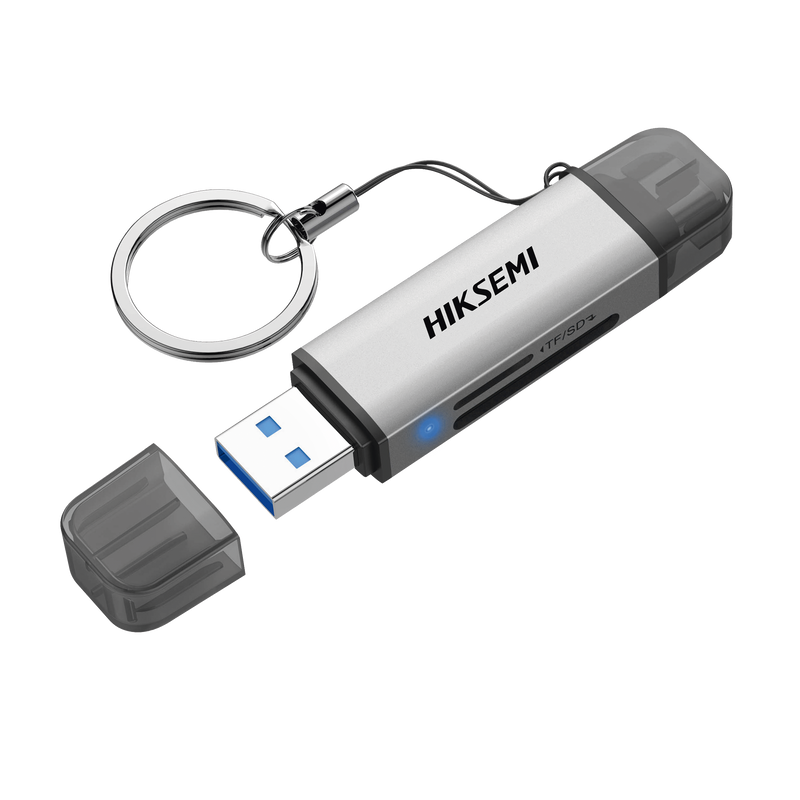 HS-HUB-CR01 Lector de Tarjetas 2 en 1 / Conector Dual USB-A  y USB-C / Soporta SD y Micro SD