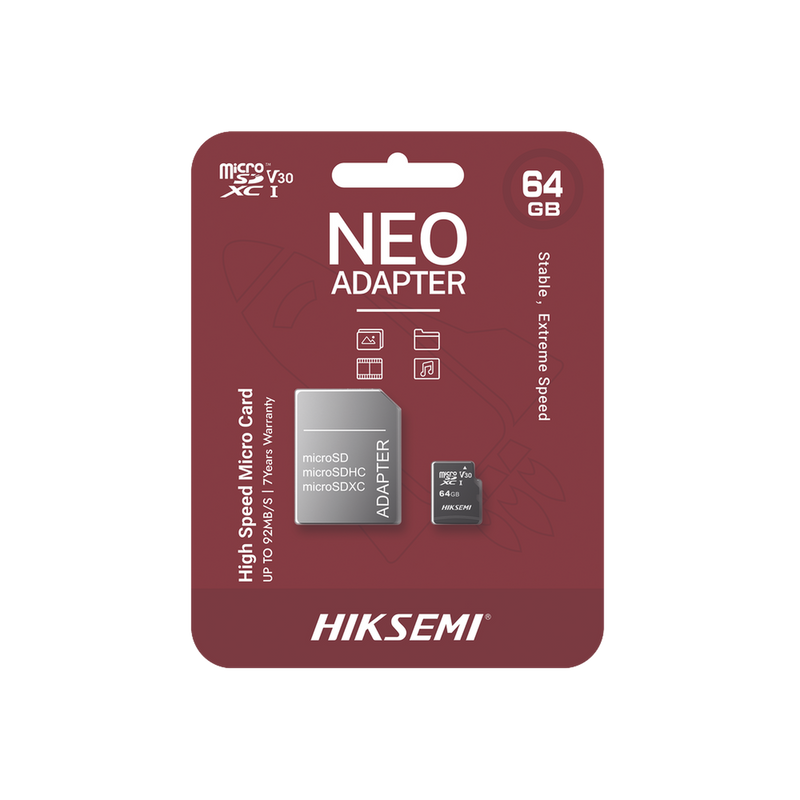 HS-TF-C1/64G/NEO/A Memoria microSD con Adaptador Ideal para Celular o Tablet / 64 GB / Multipropósito