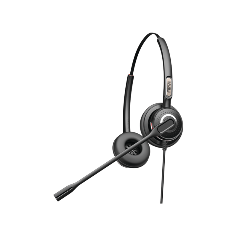 HT202 Diadema binaudal (duo) con tecnología antishock para teléfonos IP FANVIL y Polycom con micrófono de cancelación de ruido, larga durabilidad